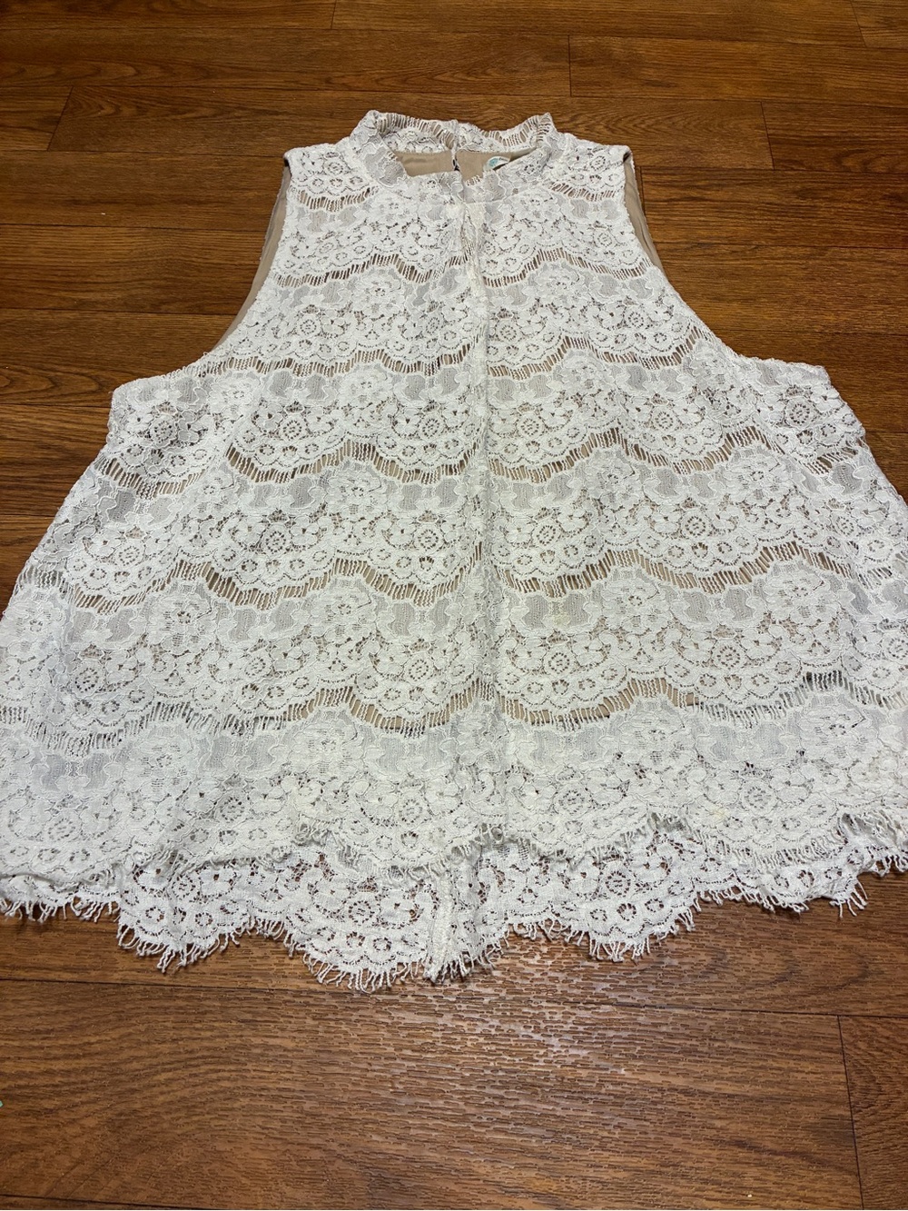 love FIRE Lace Overlay Tank with Nude Lining Size Large